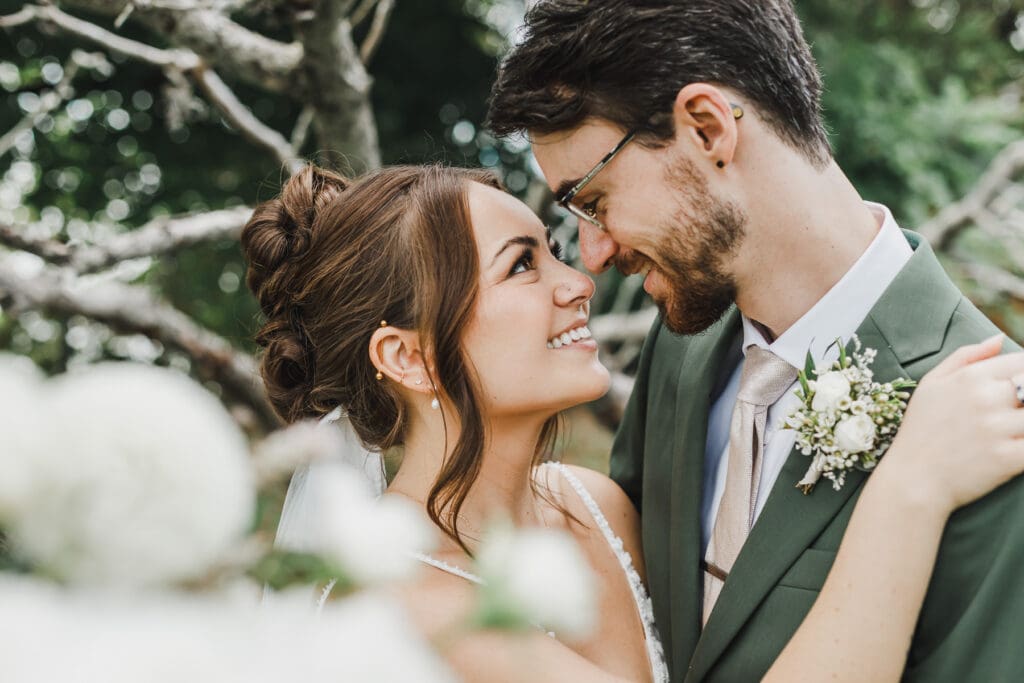Midori and Joe wedding portrait at Waupoos Estates Winery in Prince Edward County