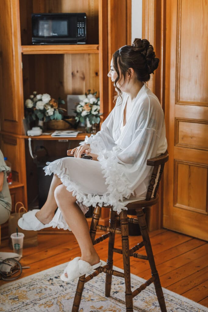 Bride getting ready at Waupoos Estates Winery wedding